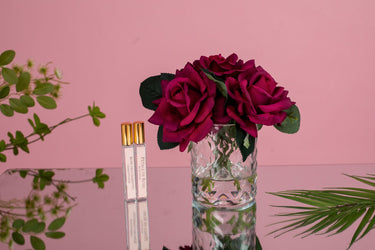 *CLEARANCE* Herringbone Flower - 5 French Roses - Clear - Carmine Red - HCF34
